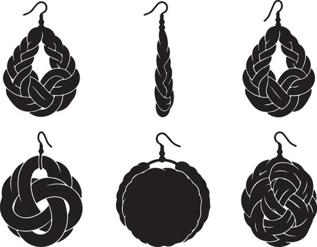 Nautical Braided Knot Earring Silhouettes and Woven Jewelry Set