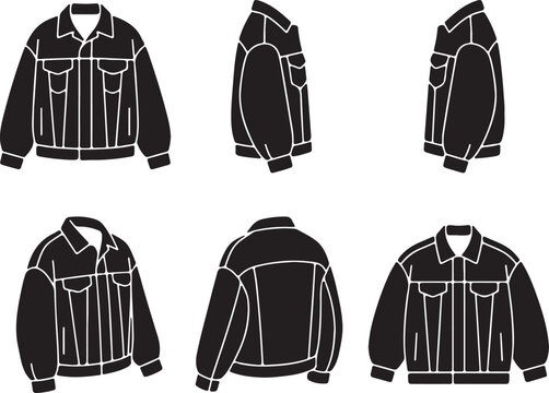 Six View Fashion Mockup Set for Classic Denim Jacket Silhouette