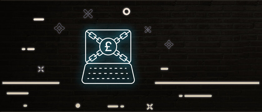 neon-style icon representing digital ransomware or financial cyber extortion