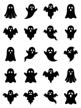 Halloween ghost silhouette vector icons set