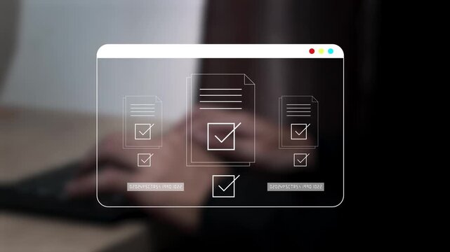 Digital recruitment and candidate selection concept with virtual resume profiles symbolizing hiring process, HR technology, employee screening checklist.