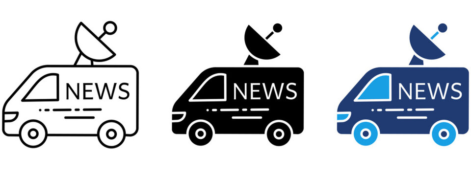News Broadcasting Van icon collections. Containing Satellite, TV, Media, Press and more icons.