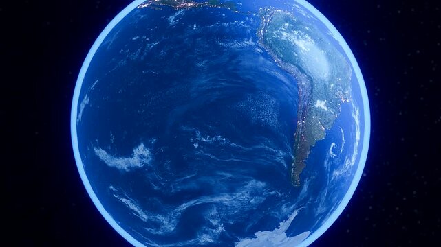 3D Rotating Earth Globe Focusing on Argentina - Widescreen 169 Broadcast Buenos Aires Planet Animation