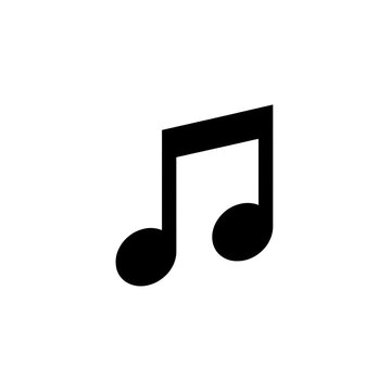 A single solid black quarter musical note (crotchet) vector icon with geometric perfection and crisp edges, isolated on a stark white background with negative space. concept of digital utility and