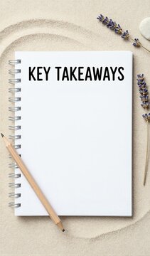 Spiral Bound Notebook With Words Key Takeaways Prominently Displayed In Bold Black Letters On Cover Suggesting Used For Note Taking