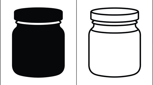 Jar Empty Glass Container with Screw Cap Closure for Packaging Food or Cosmetics in Flat Vector Style