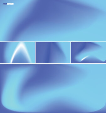 Abstract blue mesh gradient background set with smooth wavy liquid textures and soft light streaks.