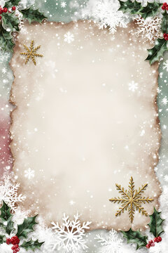 Vintage Christmas junk journal page for scrapbook , paper card craft, ephemera, winter holiday background