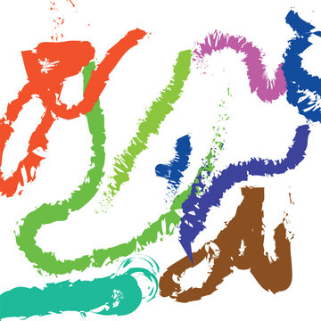 Colorful Dry Brush with Hand Painted Paint Texture Elements