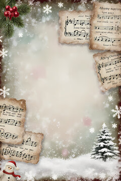 Vintage Christmas junk journal page for scrapbook , paper card craft, ephemera, winter holiday background