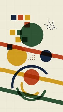 Minimalist Bauhaus Geometric Abstract Retro Vertical Loop Background for Art and Education
