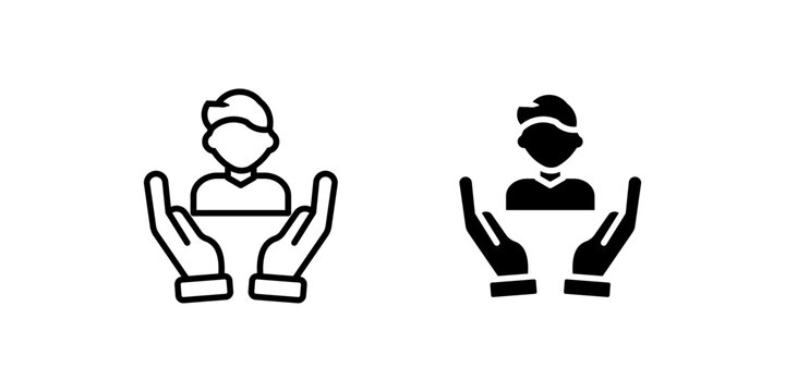 Hands Holding Man Avatar icons, dual style icon set