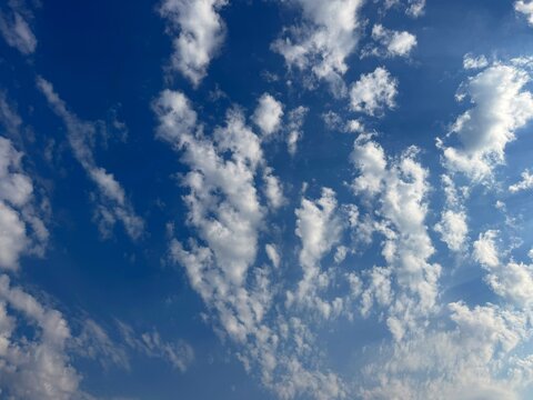 Blue sky with altocumulus clouds.