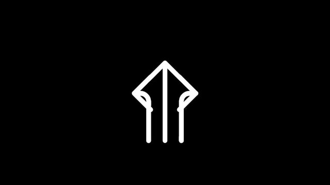 Minimalist white arrow icon pointing upwards on a solid black background