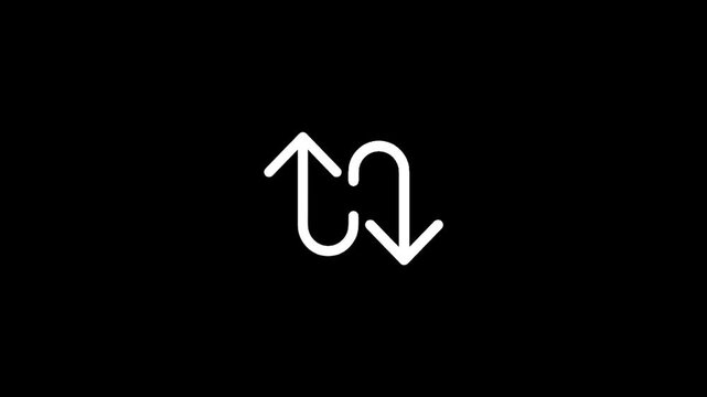 Simple white arrows indicating exchange or transfer on a black background
