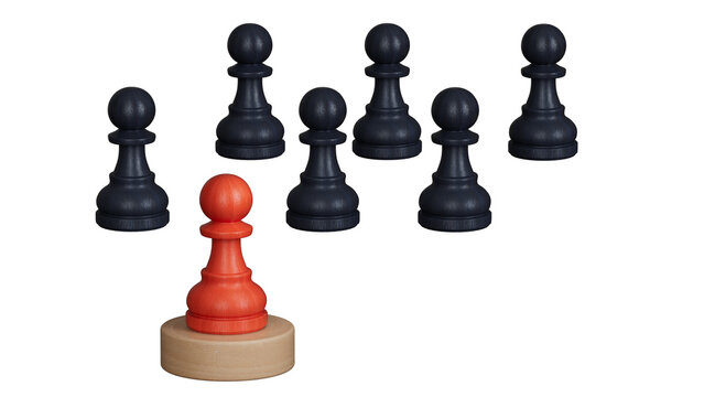 The chess board shows leadership, followers and business success strategies.Leadership with business success concept.Supports PNG files with transparent backgrounds.