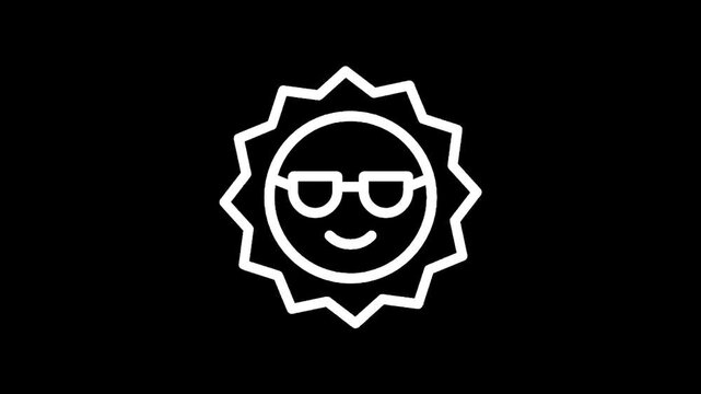 Cool sun with sunglasses icon on black background, vector illustration