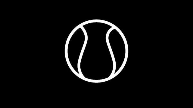 Simple white outline of a tennis ball on a black background, minimalist design