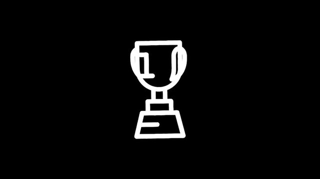 Simple white trophy icon on a black background, representing achievement and victory