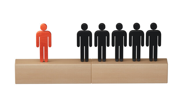 Wooden figures. Concept of supremacy leader.balance, leadership and competition concept.Leadership with business success concept.Supports PNG files with transparent backgrounds.
