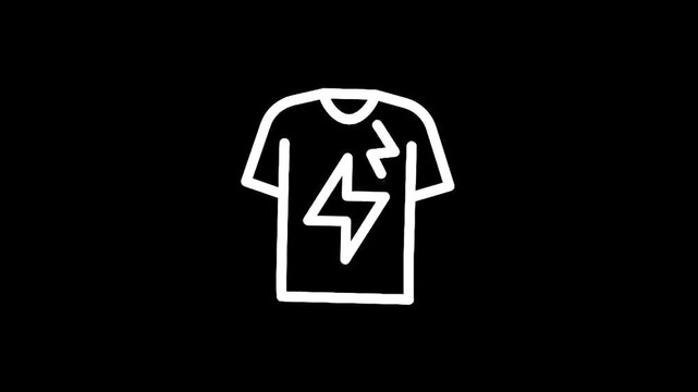 Simple white outline t-shirt with a lightning bolt graphic on a black background