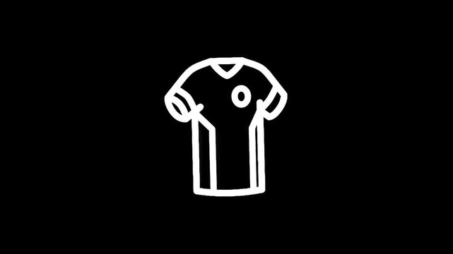 Simple white outline of a soccer jersey on a black background, minimalist design