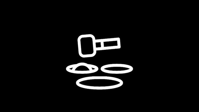 Whack a mole game icon with hammer hitting a mole on black background