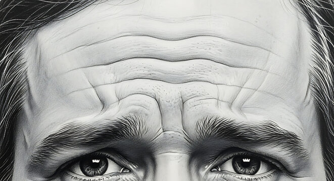 Close up of man eyes wrinkles.