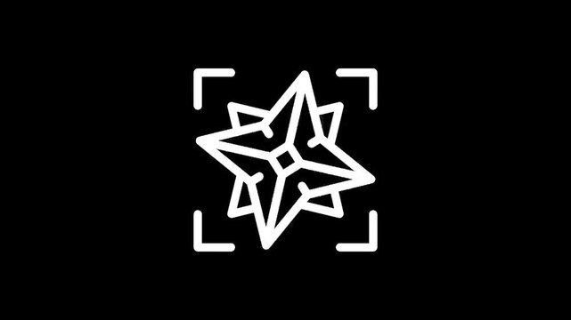 Stylized compass rose icon with directional points and framing elements on a black background