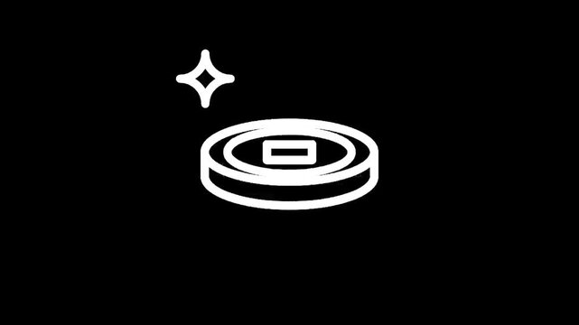 Minimalist white square inside concentric circles on a black background