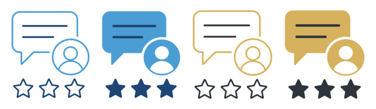message user rating stars outline filled icons on transparent background