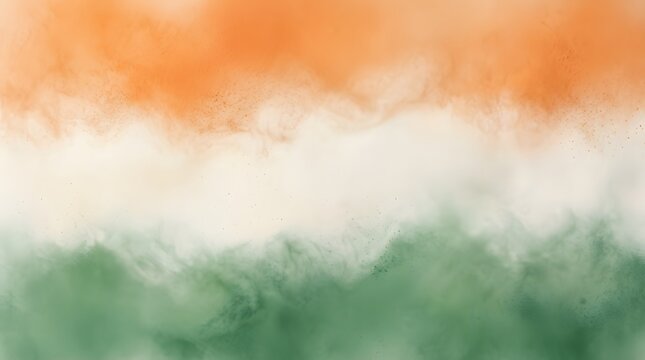 India flag watercolor wash saffron white and green textured background