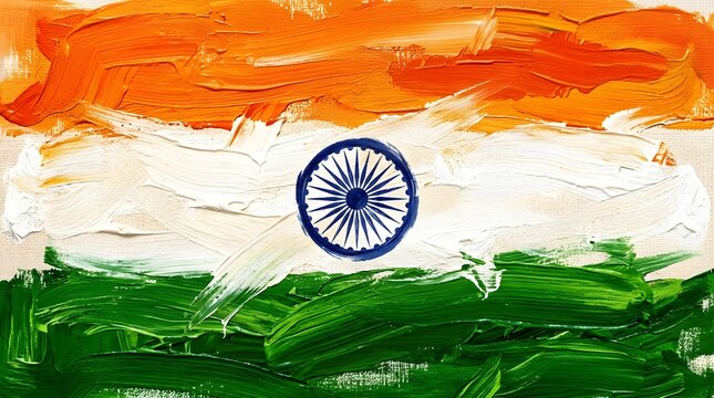 Indian flag oil painting