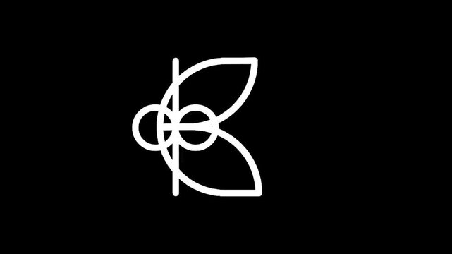 Abstract minimalist white logo design on a black background, elegant and modern