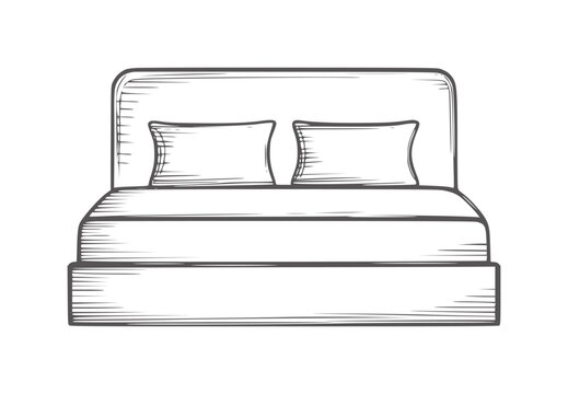 Hand drawn of a double bed with two pillows