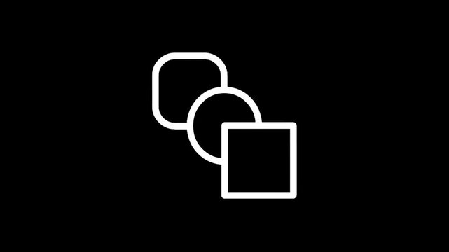 Abstract geometric shapes overlap on a black background, minimalist design