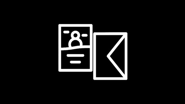 Icon representing identity card and envelope for official communication and verification