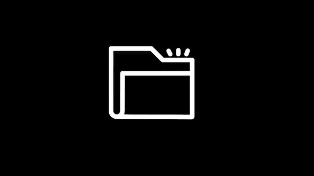 Simple white folder icon with a cloud symbol on a black background