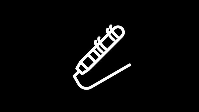 Simple line art icon of a 3.5mm audio jack plug on a black background
