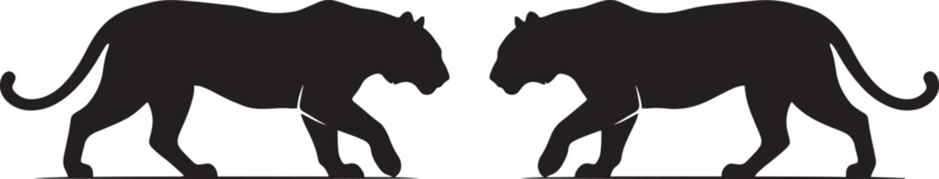tiger walking pose vector silhouette set. silhouette vector illustration