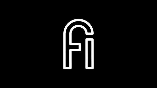 Modern abstract white letter F and I logo design on black background