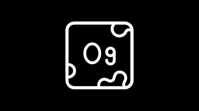 Oganesson element 118 symbol Og in a square outline on black background