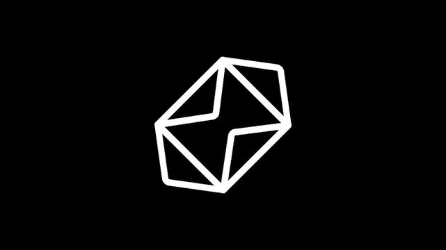 Abstract geometric shape with arrows indicating compression or focus on a dark background
