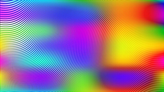 Abstract rainbow background with curved wavy lines and vibrant multi colored gradients
