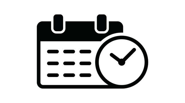Minimalist calendar and clock icon for event scheduling and time management