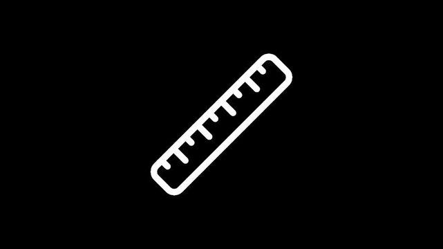 Simple white ruler icon on a black background, symbolizing measurement and precision
