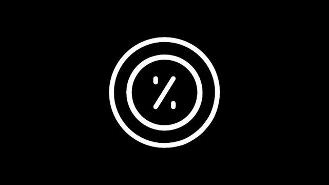Simple white percentage icon on a black background, representing discounts or interest rates