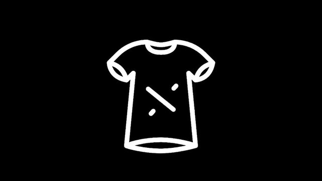 Simple white t-shirt icon with a division symbol and dots on a black background