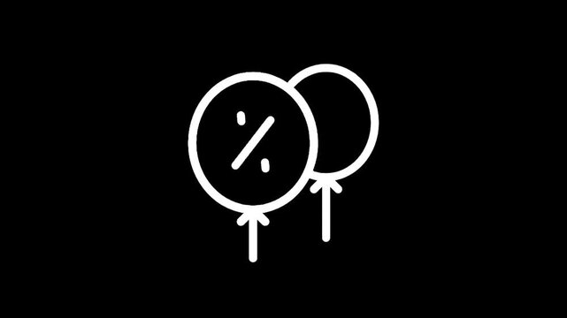 Two balloons with percentage symbol and arrows indicating upward movement