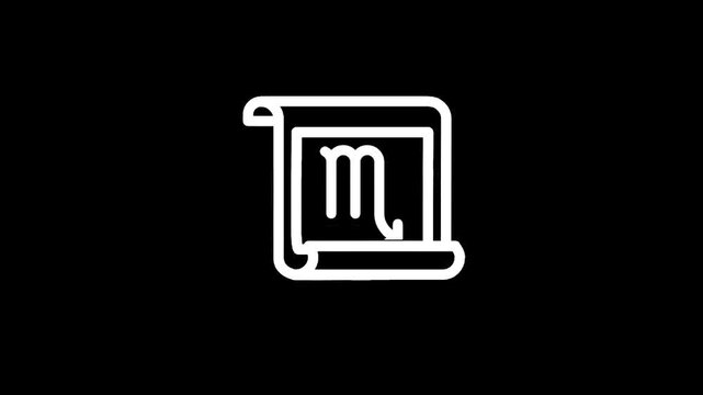 Scorpio zodiac sign on a scroll icon, representing astrology and horoscopes